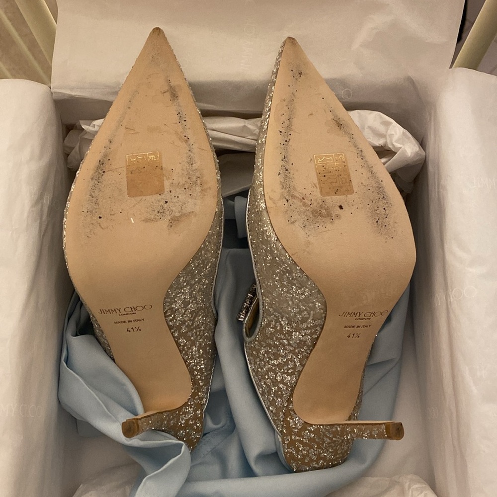 Jimmy choo Bing 100 glitter tulle mules 41.5 - Picture 3 of 4